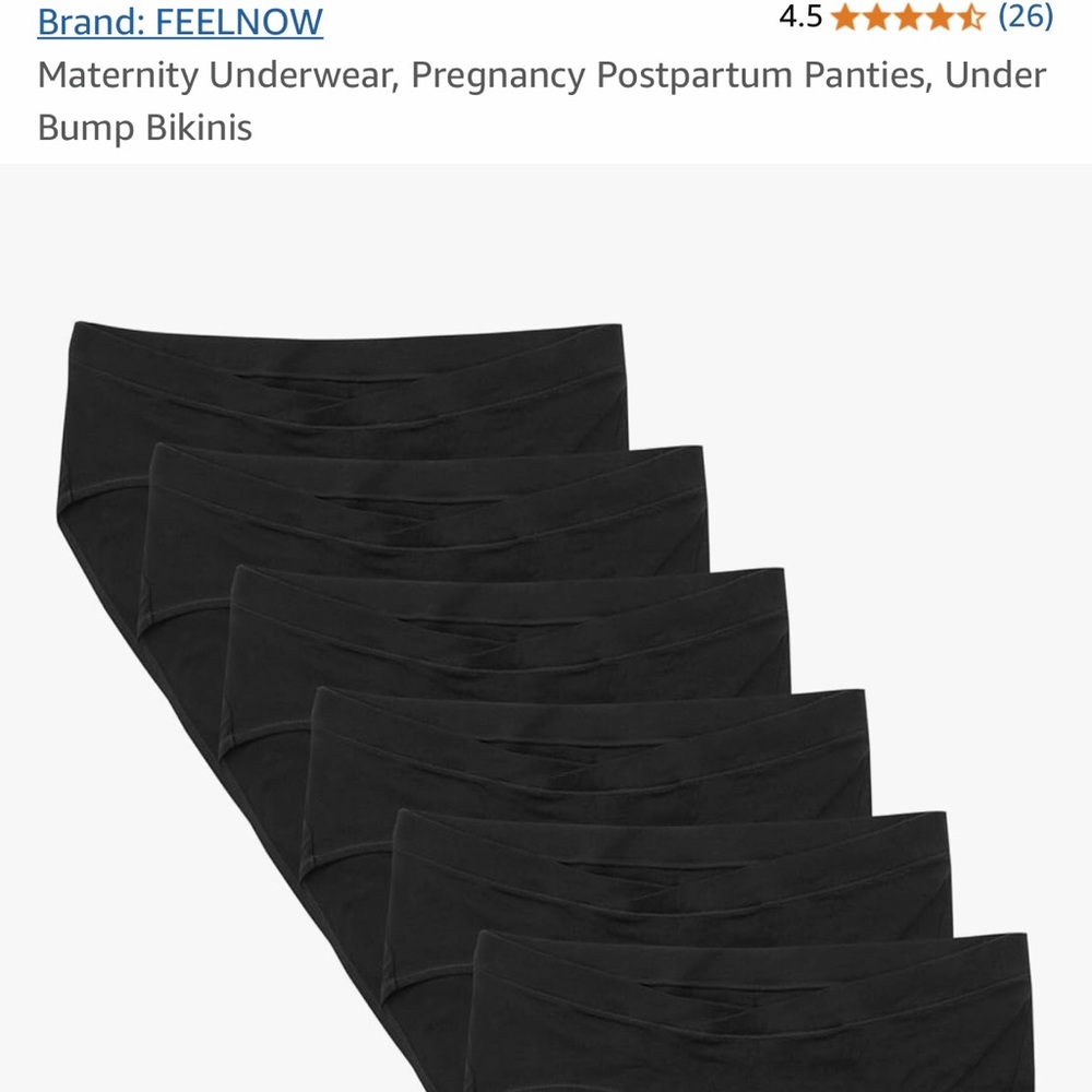 95% Cotton Maternity Black Briefs 6 Pack Under Bump Bikinis Size 3XL